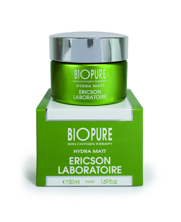 Marca: ERICSON LABORATOIRE PARIS. Imagen: E843 BIOPURE HYDRA MATT. Matyfying cream.jpg. BIOPURE. HYDRA MATT. Matifying cream glass jar of